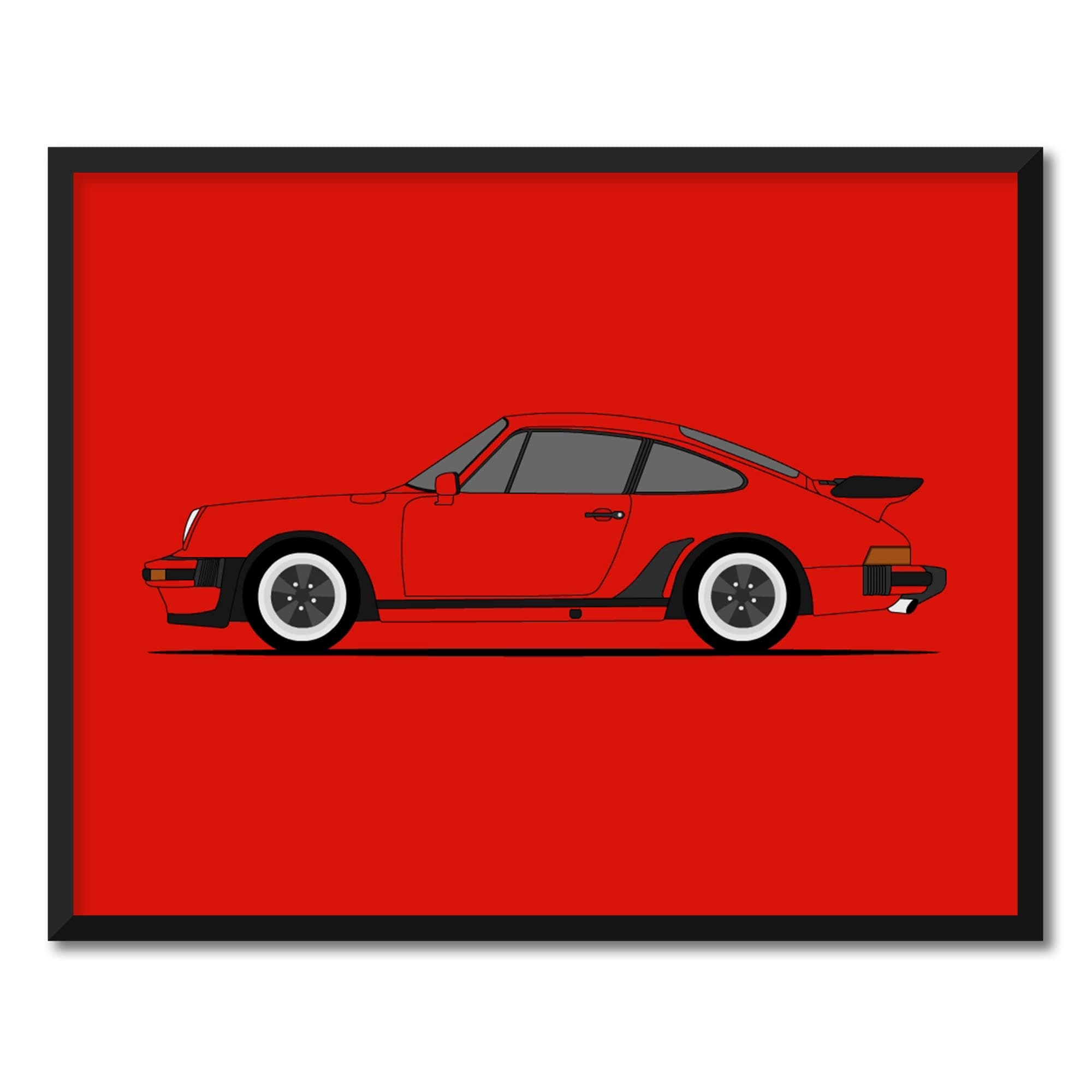 CUSTOMIZABLE COLOR: Custom Car Posters Porsche 911 Turbo (1975-1984) 930 (Side Profile) Print Wall Art Decor Handmade - 8x10" Satin Print (Unframed)