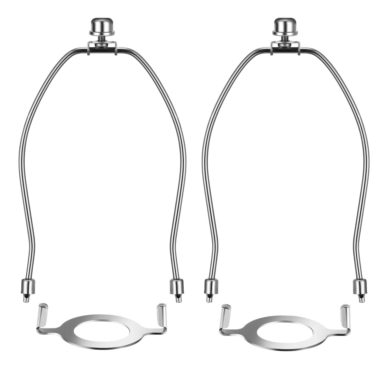 Canomo 2 Packs Lamp Shade Harps Holder 8 Inch with E26 Light Base UNO Fitter Adapter Converter and Lamp Finial, Nickel