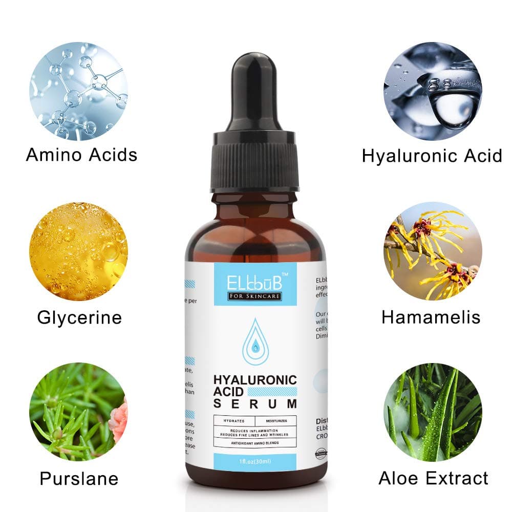 ELBBUB Hyaluronic Acid Serum, Anti-Aging, Moisturizing Wrinkle Serum for Erasing Fine Lines and Wrinkles Soft Hydrating Easy Absorption Anti Aging Serum