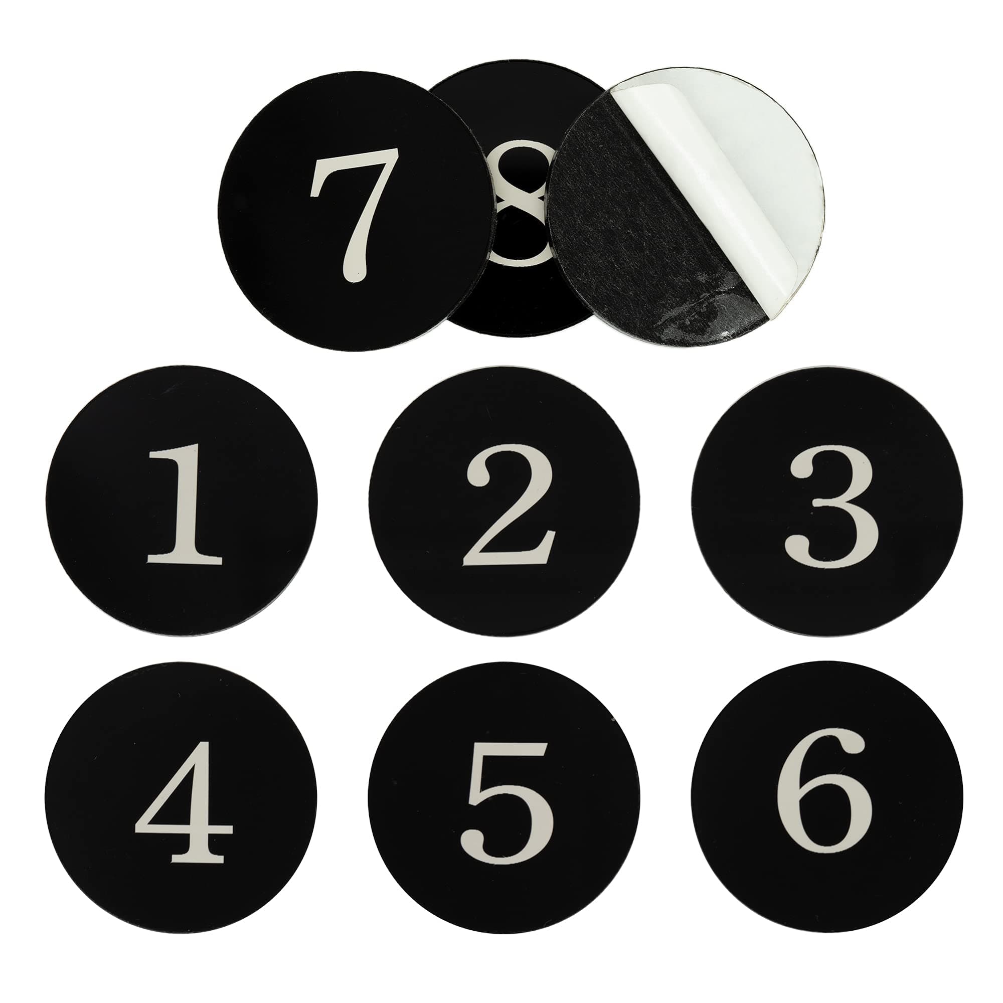 StayMax Acrylic Round Locker Number Tag Sticker Door Sign House Number Room Number with Self-Adhesive Tape (1-25, Black)