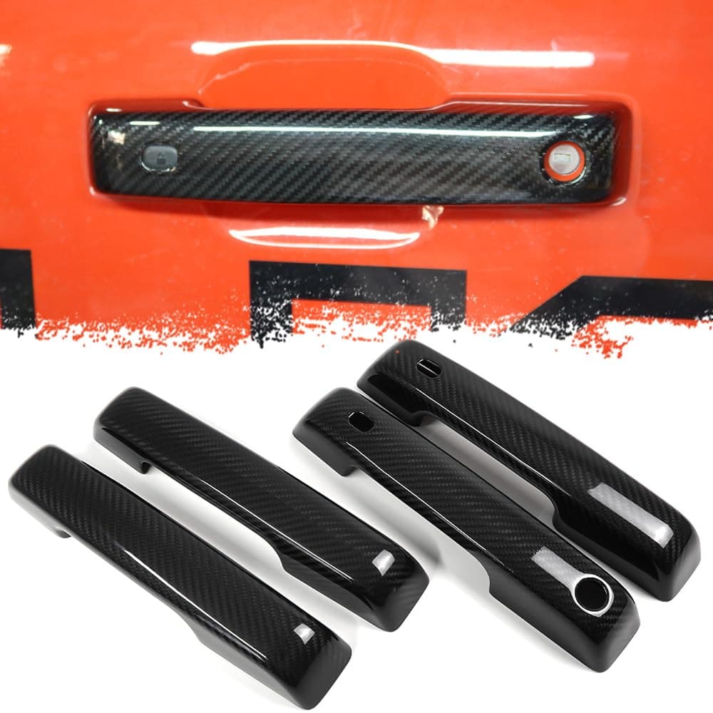 Yipmotiv Outer Door Handle Cover for Ford F-150 F150 Raptor R Shelby Limited Lariat Off-Road 2021 2022 2023 2024,Genuine Carbon Fiber Door Button Overylay Trim