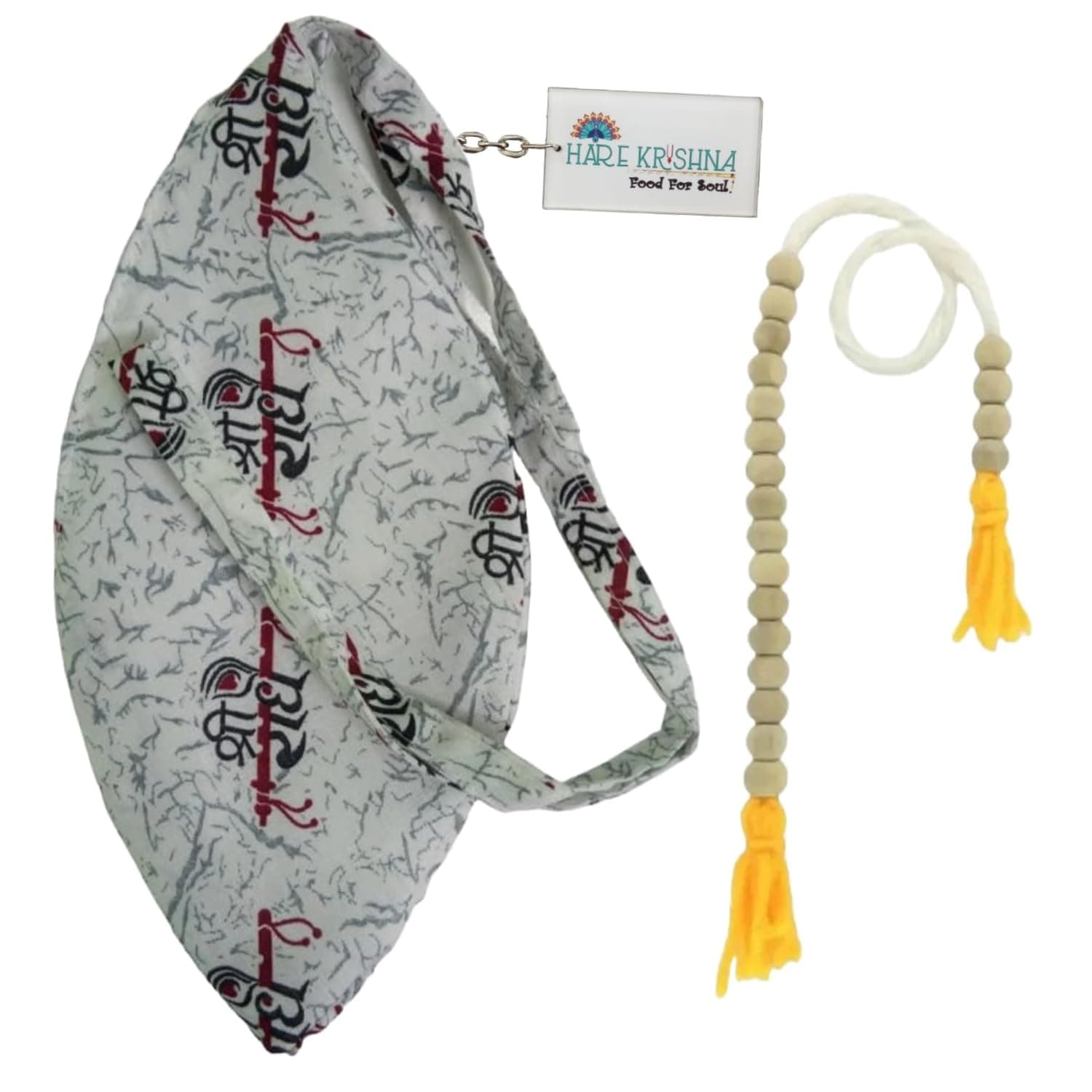 Hare Krishna Food For Soul Radhe Name Bead Bag-Japa Mala Bag-Gomukhi Japa Mala Bag-Bead Bag for Chanting-Japa Beads Bag with Sakshi Mala