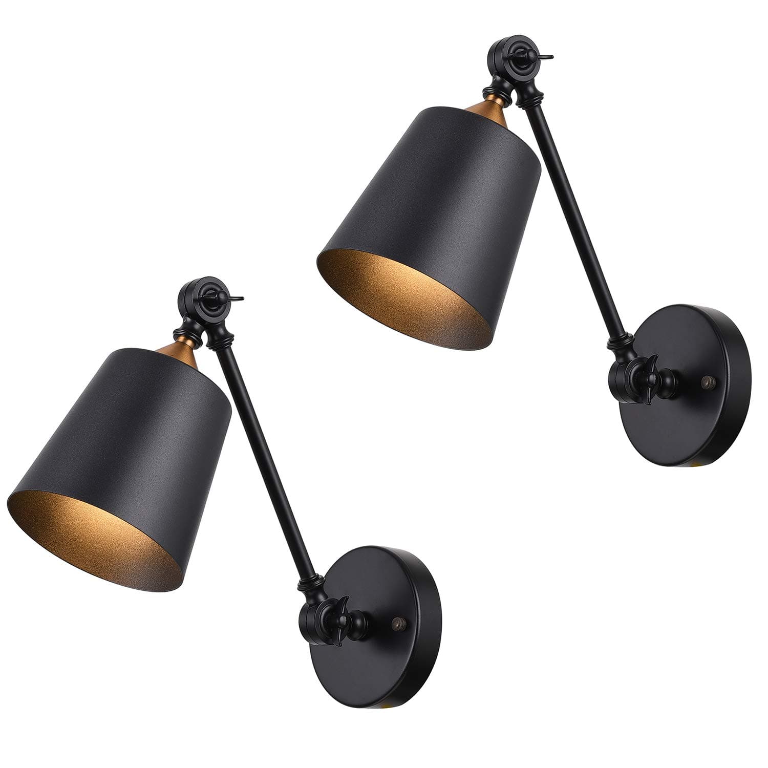 U'Artlines Retro Wall Lights E27 Adjustable Swing Arm Industrial Wall Lights in Black Fixtures Sconce Lamp for Loft Coffee Bar Set of 2(Bulb not Included)