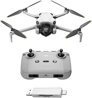 DJI Mini 4 Pro with Accessories, Foldable Mini Drone with 4K HDR Video Camera, Under 249g, 34 Minutes Flight Time, 20km Max Video Transmission Range, C0 (Card Reader + Memory Card)