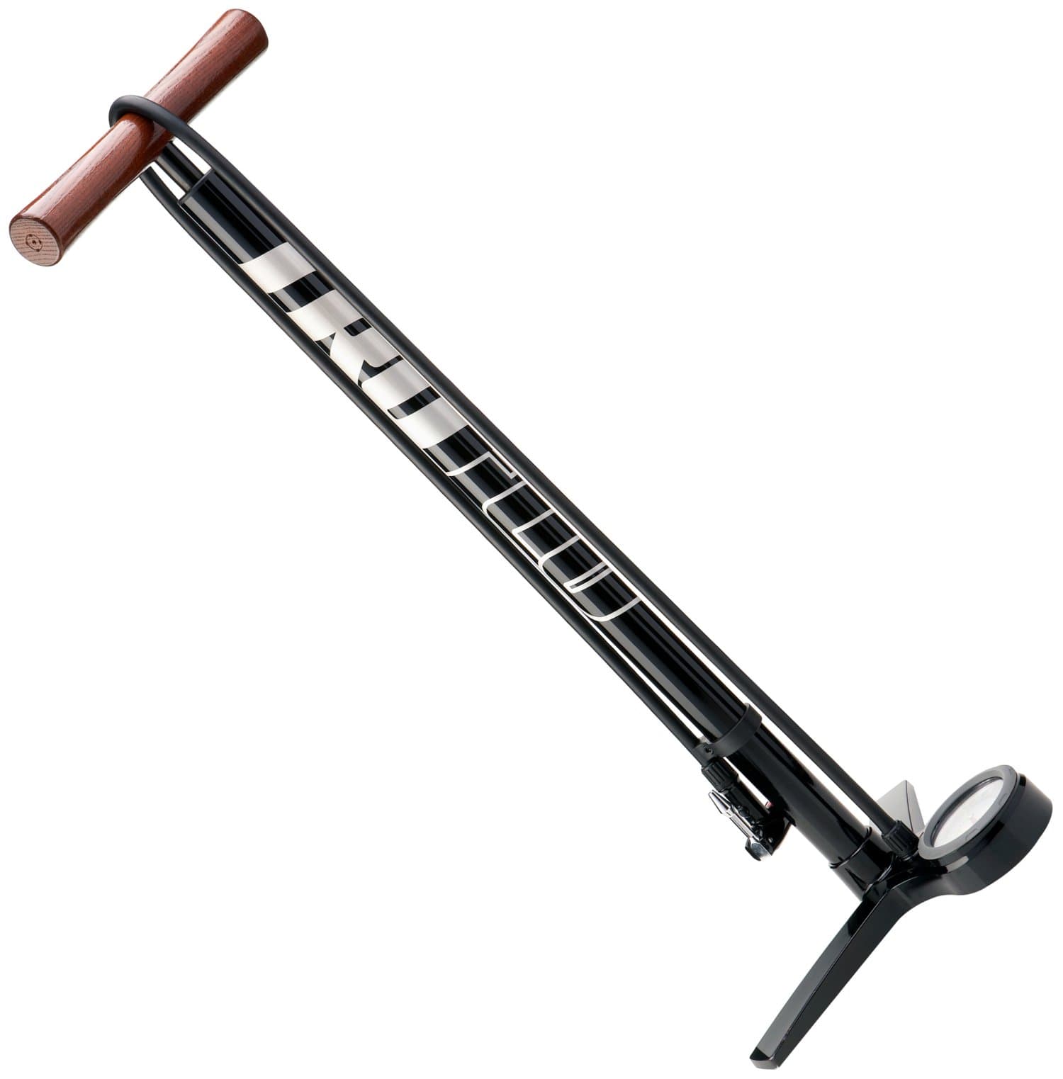 Truflo Airess track pump, die-cast base, black alloy barrel. Wood handle, Max 240psi Black