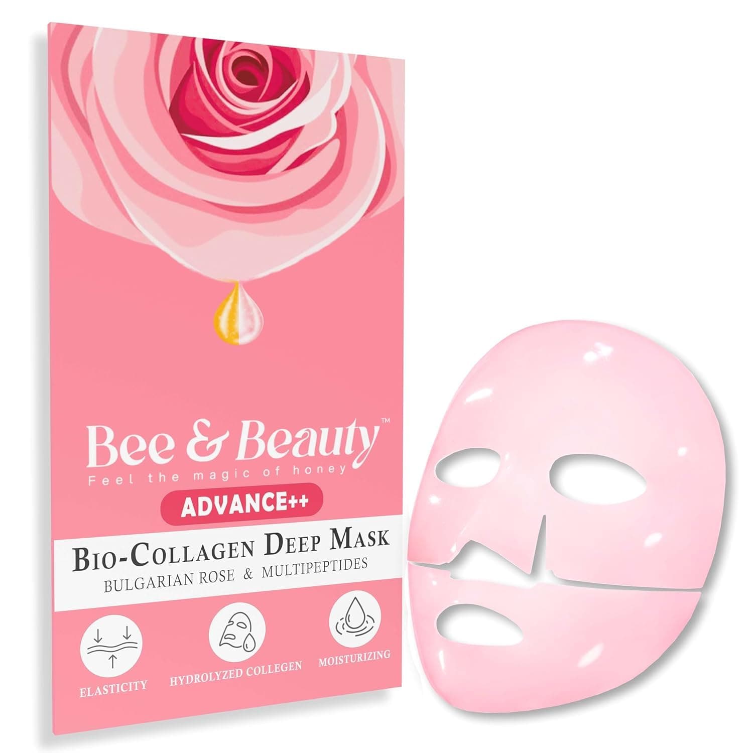 Bio Collagen Overnight Mask Pack of 1 | Korean Face Mask For Glass Skin | Pink Sheet Mask For Deep Hydration, Rejuvenation With Bulgarian Rose