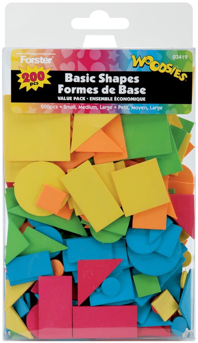 Loew-Cornell 3419 Woodsies Colored Basic Shapes, 200-Pack