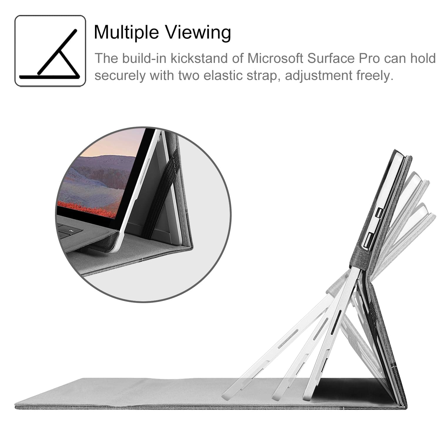 Fintie Microsoft Surface Pro 7 / Pro 6 / Pro 5 2017 / Pro 4 / Pro 3 Case Cover Tablet Case Full Protection Thin Stand Function Multi Angle PU Leather with Pocket and Pen Holder for Storage (Gray)