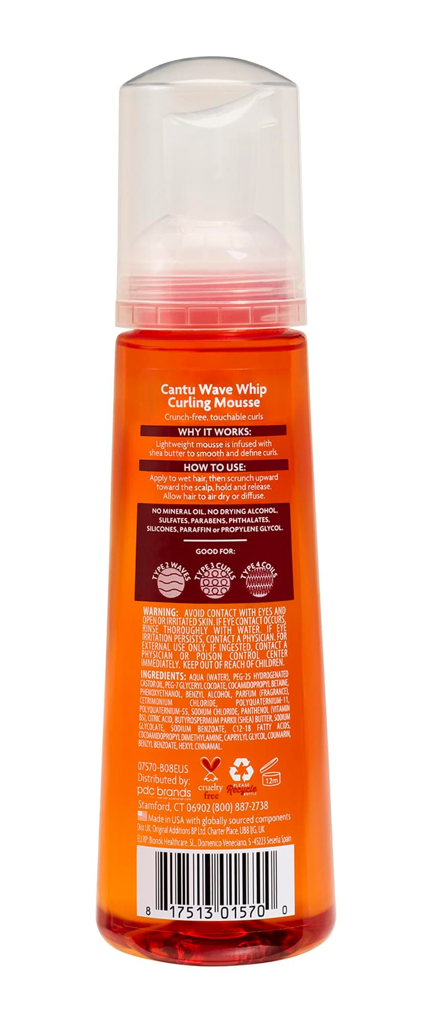 Dr Teal's Cantu Natural Hair Wave Whip Curling Mousse,8.4 oz (07570-12/3EU)