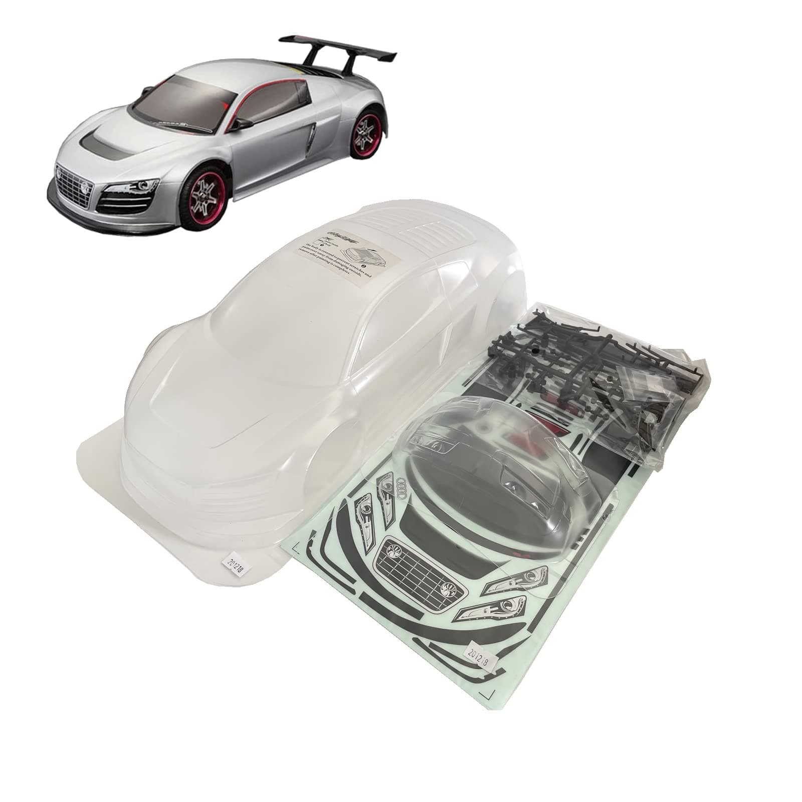1/10 Scale RC Onroad Racing Drift Touring Car Transparent Clear Lexan Body Shell (R8)