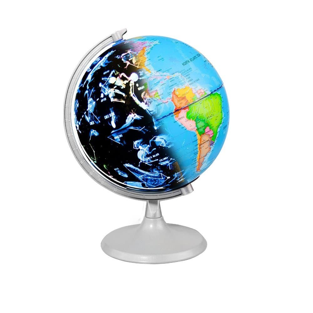 CamKing Illuminated World Globe for Kids, High Clear Map Learning Educational Interactive Globe Night Light LED ,Globe for Home Students Desk Classroom Geography