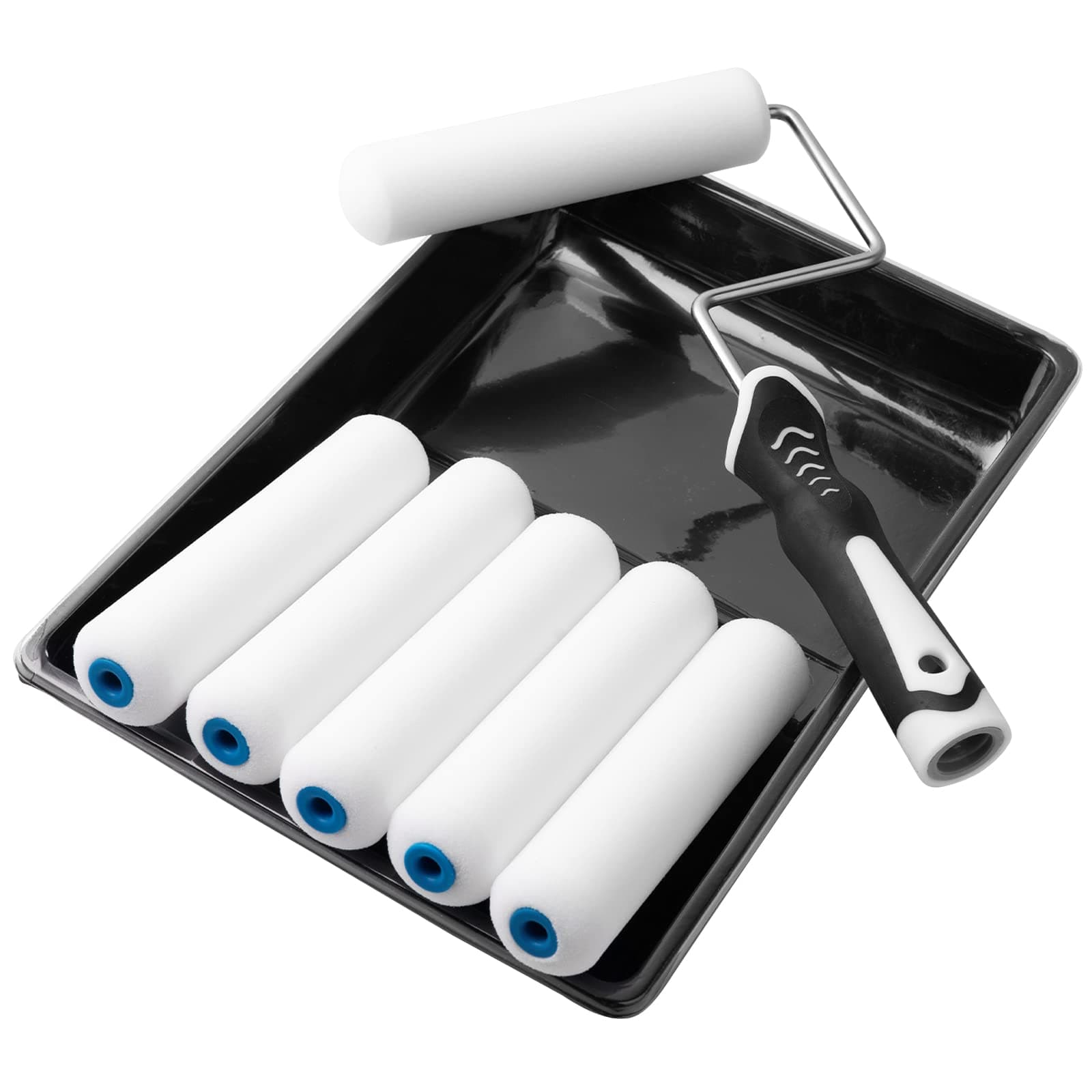 Mister Rui Paint Roller Set, Foam Paint Roller, 6 Inch Foam Paint Roller, High Density Foam Used with All Paints, for Painting Projects of Flat Surfaces