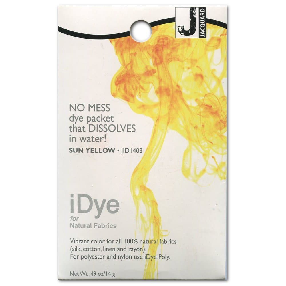 iDye Fabric Dye for Natural Fibres, Sun Yellow Colour Restoration on Cotton Linen Silk, Easy to Use Dissolvable Packet for Vibrant Results, 14g