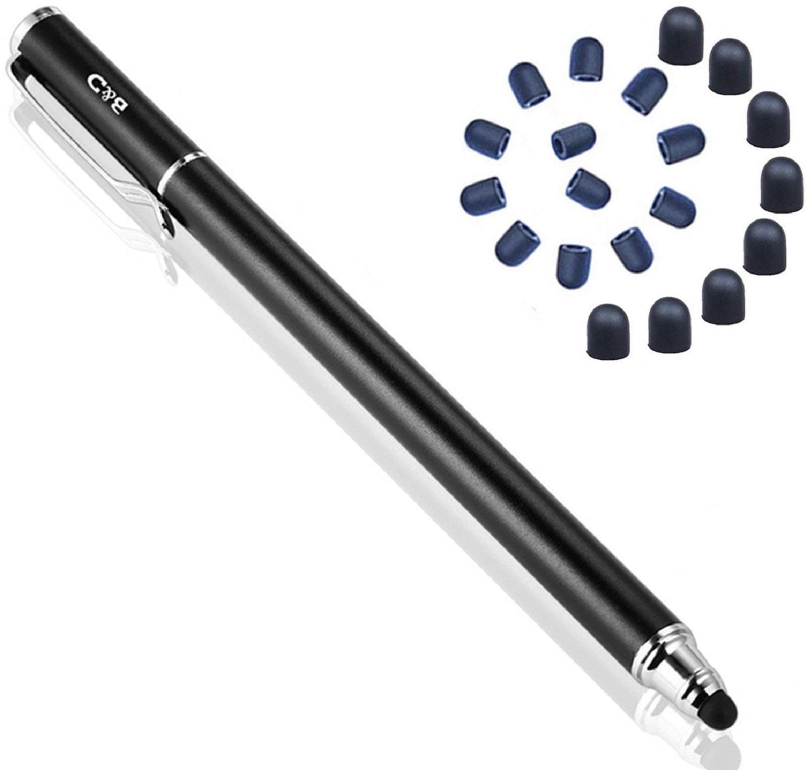 B&D Capacitive Stylus Pen 2-in-1 Styli Touch Screen Pen with 20Pcs Replacement Rubber Tips for iPads, Tablets, iPhones, Samsung Galaxy Note/Tab, LG&HTC(Black, 5.5-inch)