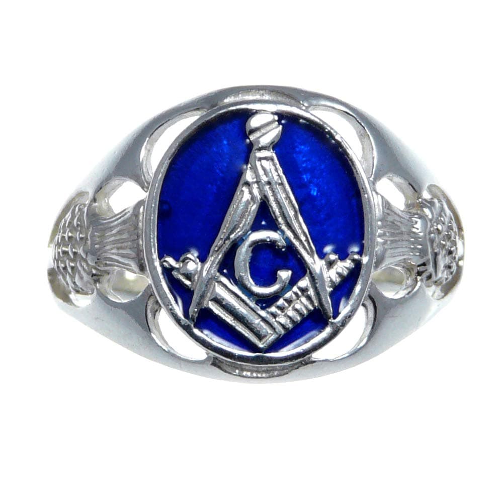 Sterling Silver Masonic Thistle Ring & Gift Box