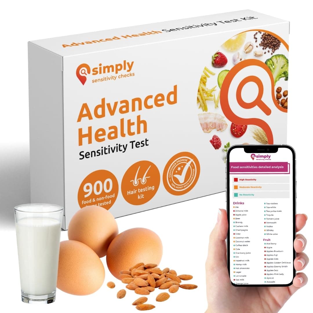 SIMPLY SENSITIVITY CHECKS Advanced Health & Food Test by SSC (700+ Items Tested), Environmental & Food Intolerance Testing Kit for Adults, Accurate Hair Analysis at Home Test Kit