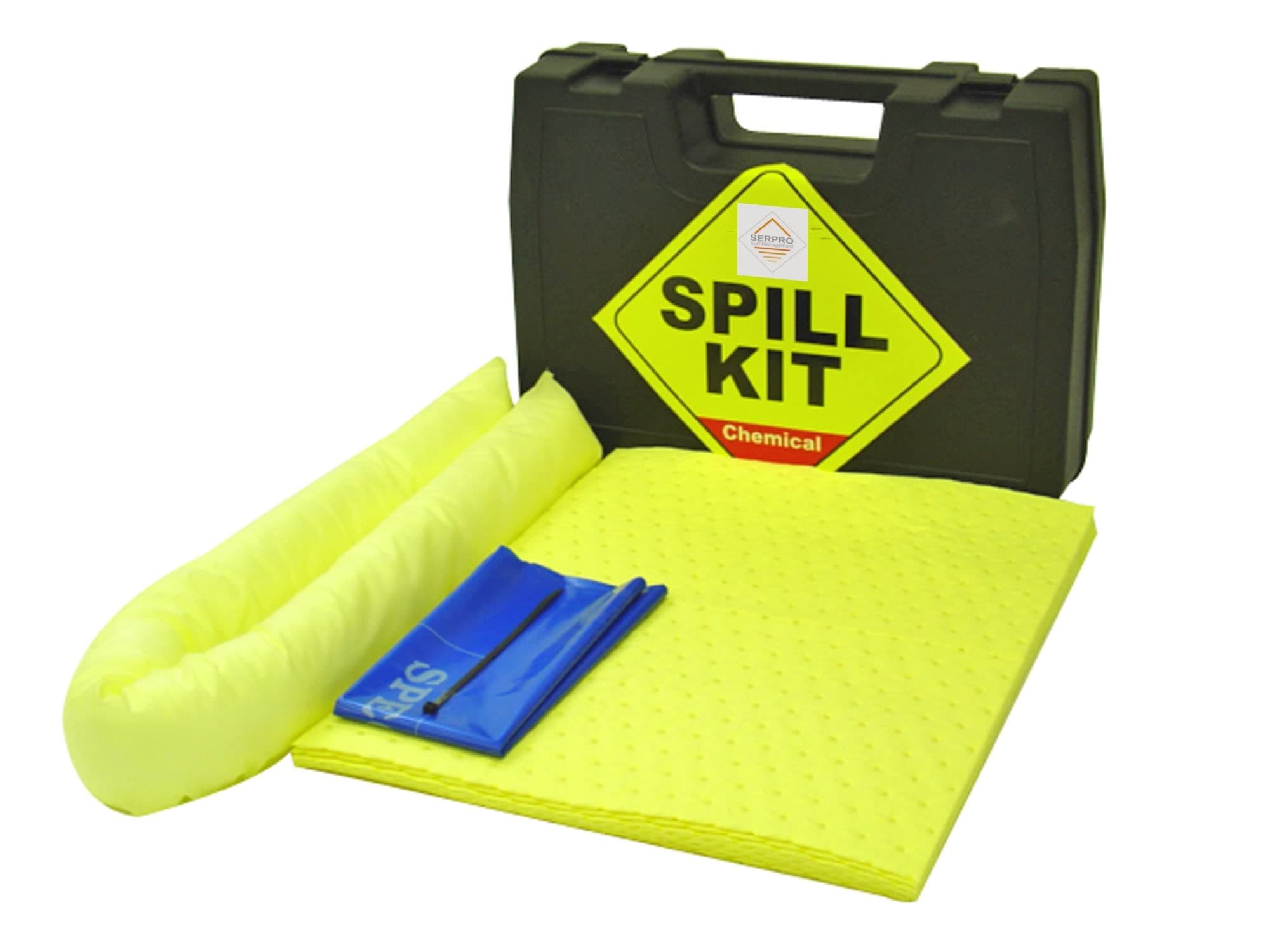 15 Litre Chemical Spill Kit in Hard Carry Case - Designed for Safe Cleanup of Caustics & Acids