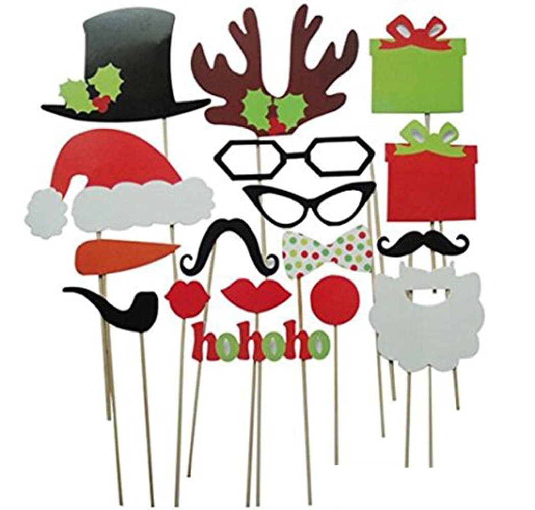 Lanfeld Mustache Party Costume Photo Olorful Props Glasses Mustache Lips Hat Pipe Bow Tie on a Stick for Fun Wedding or Party Photography Photo Booth Party Christmas Birthday Favor Props Accessories --17pcs Colorful Props