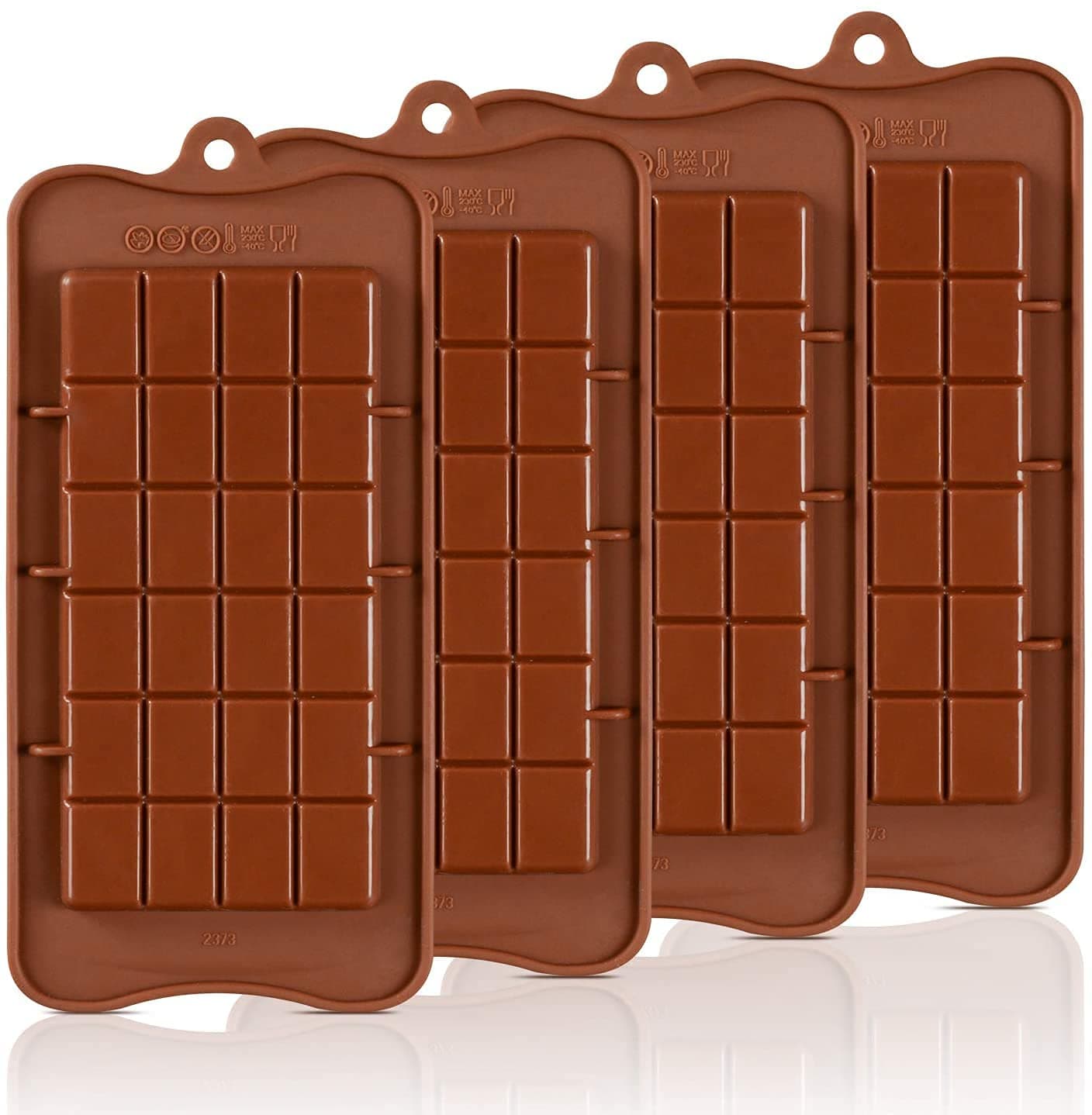 CAKETIME Chocolate Molds Silicone - Candy Molds Break-Apart Silicone Chocolate Molds Protein and Engery Bar Silicone Molds Pack of 4