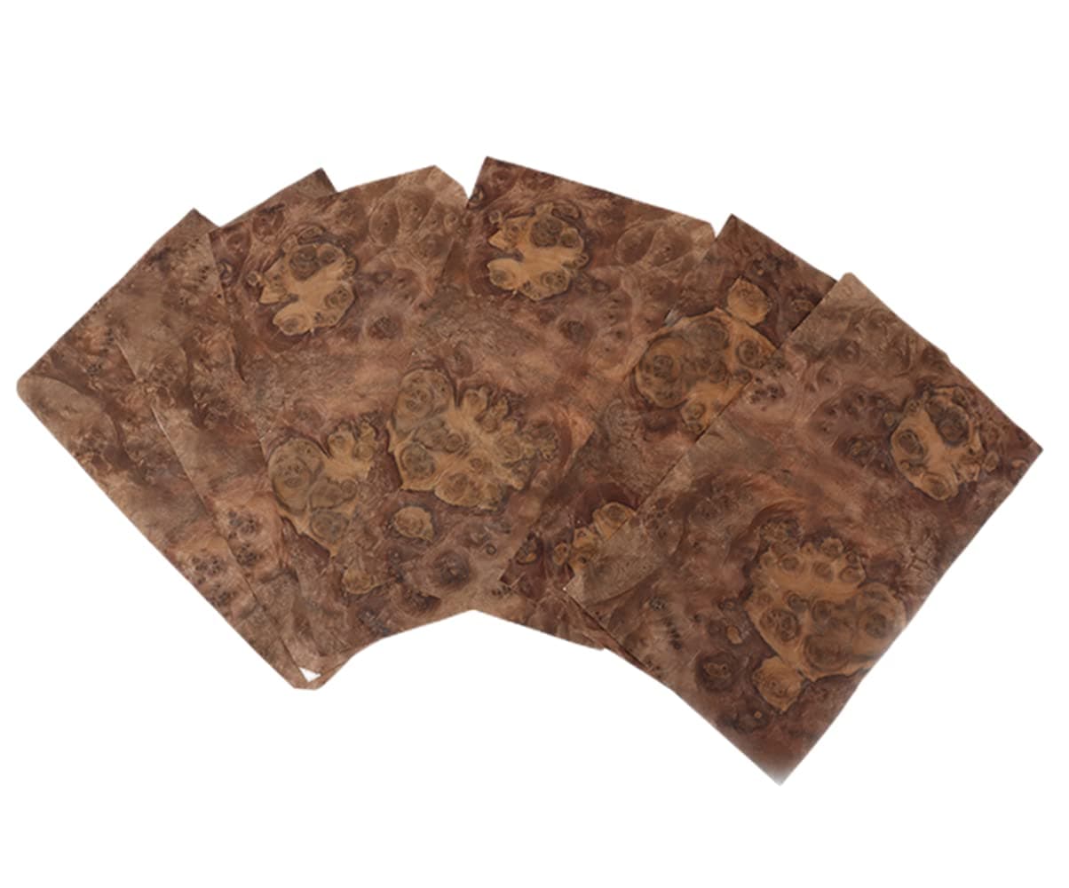 6pcs Handmade Black Walnut Burl Wood Veneer Restoration Sheets Natural Wooden DIY Material