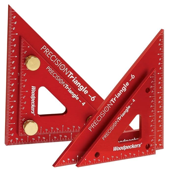 Woodworking Triangle, 4 & 6 Inch Set, Aluminum Precision Carpenter Triangle Square Ruler Tool, Laser Engraved Scales, Lays Flat, Made in USA