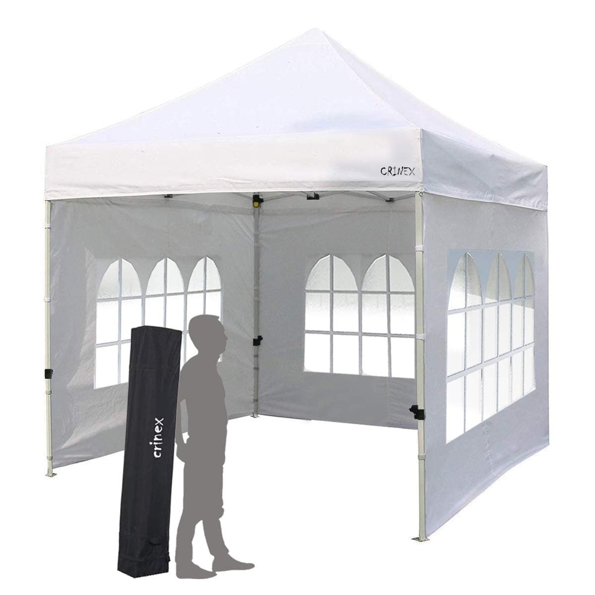 CRINEX 10x10 Canopy Tent, Pop Up Portable Shade Instant Folding Outdoor Gazebo Canopy Tent with 3 Removable Side Walls and Carry Bag