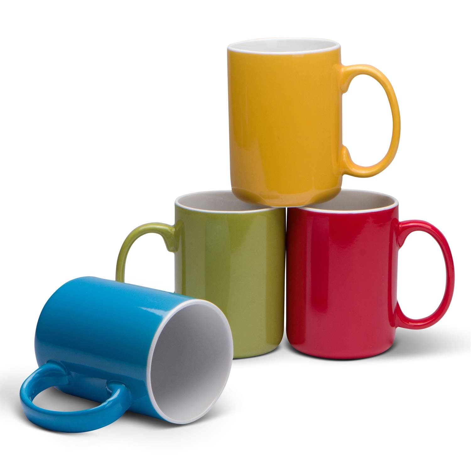Serami 17oz Classic Color Mugs for Coffee or Tea. Large Handles and Ceramic Construction, Set of 4