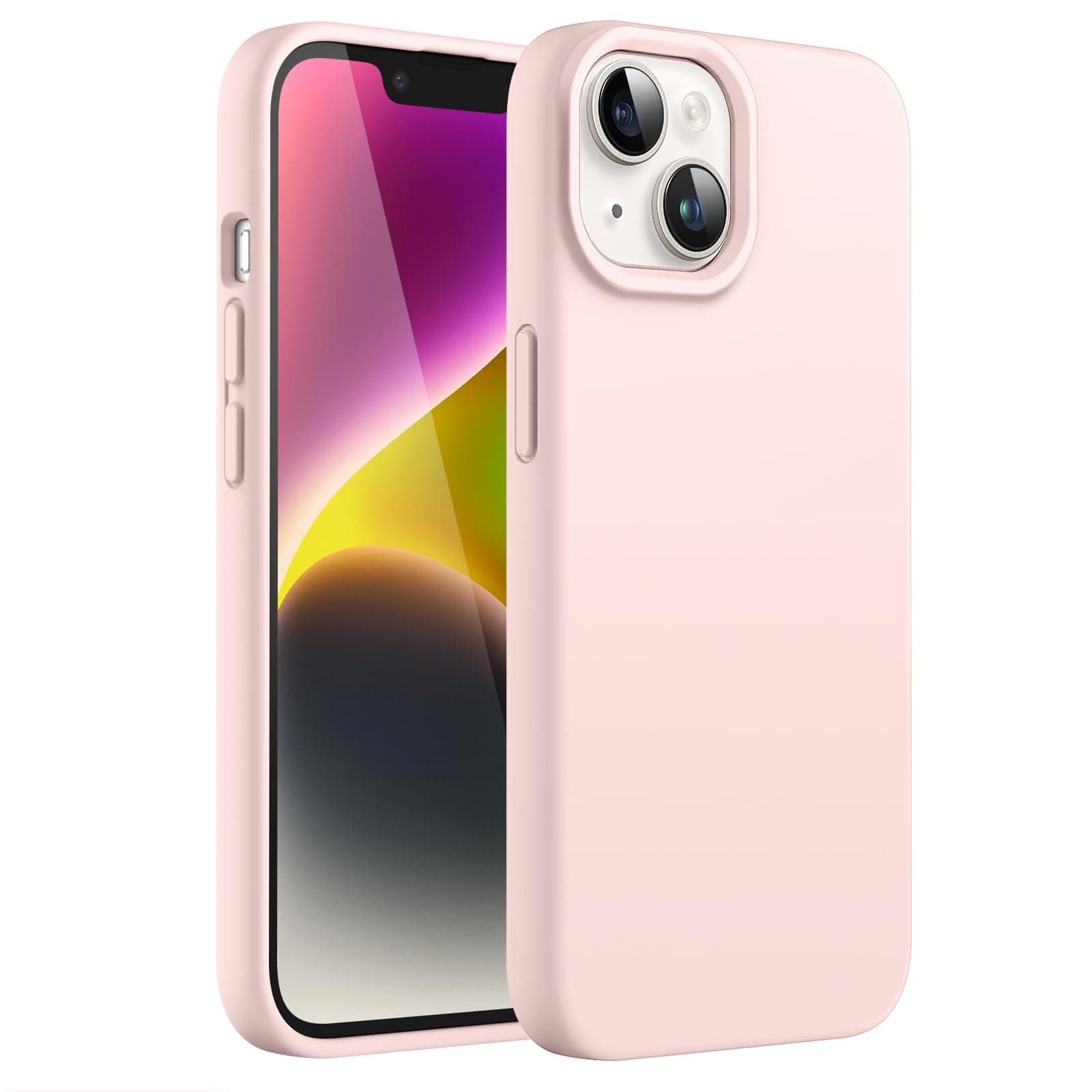 JETech Silicone Case for iPhone 14 6.1-Inch, Silky-Soft Touch Full-Body Protective Phone Case, Shockproof Cover with Microfiber Lining (Pink)