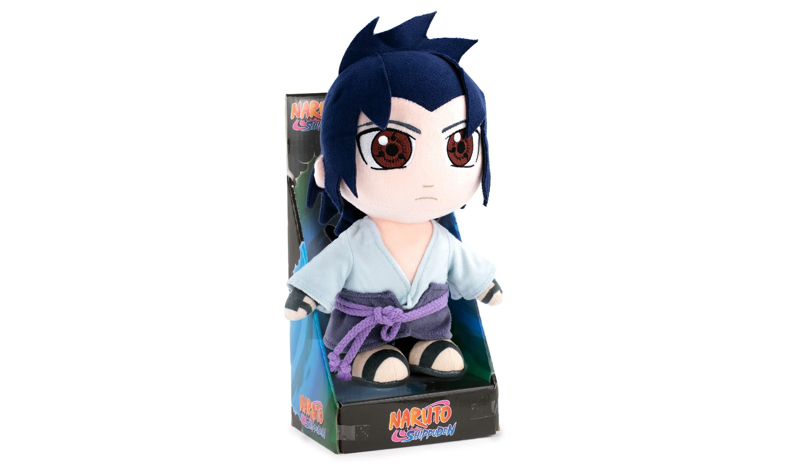 Soft Toy of the Characters of Naruto 25cm, 9'84" - Naruto, Kakashi, Sasuke, Kurama, Naruto Six Path - Super Soft Quality (Sasuke with Display)