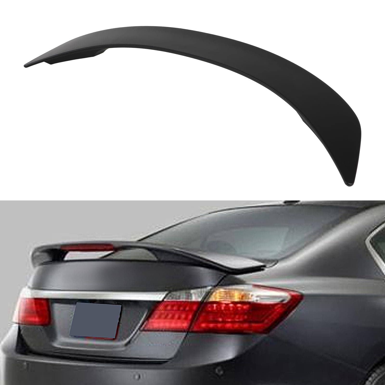 cciyu OE Style Rear Trunk Lip Spoiler Wing Fits for 2008-2012 for Honda Accord Racing Trunk Spoiler with 3rd Brake Light(ABS Matte Black)