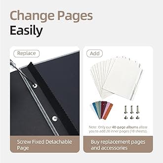 Vienrose Large Photo Album Self Adhesive for 4x6 5x7 8x10 Pictures Scrapbook Album DIY Scrap Book 40 Sticky Pages with A Metallic Pen Beige