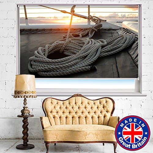 Photo Blind - On the Yacht at Sunset Rope on Deck Printed Picture Photo Roller Blind Blackout & Standard Fabric - Custom Made Printed Photo Blind