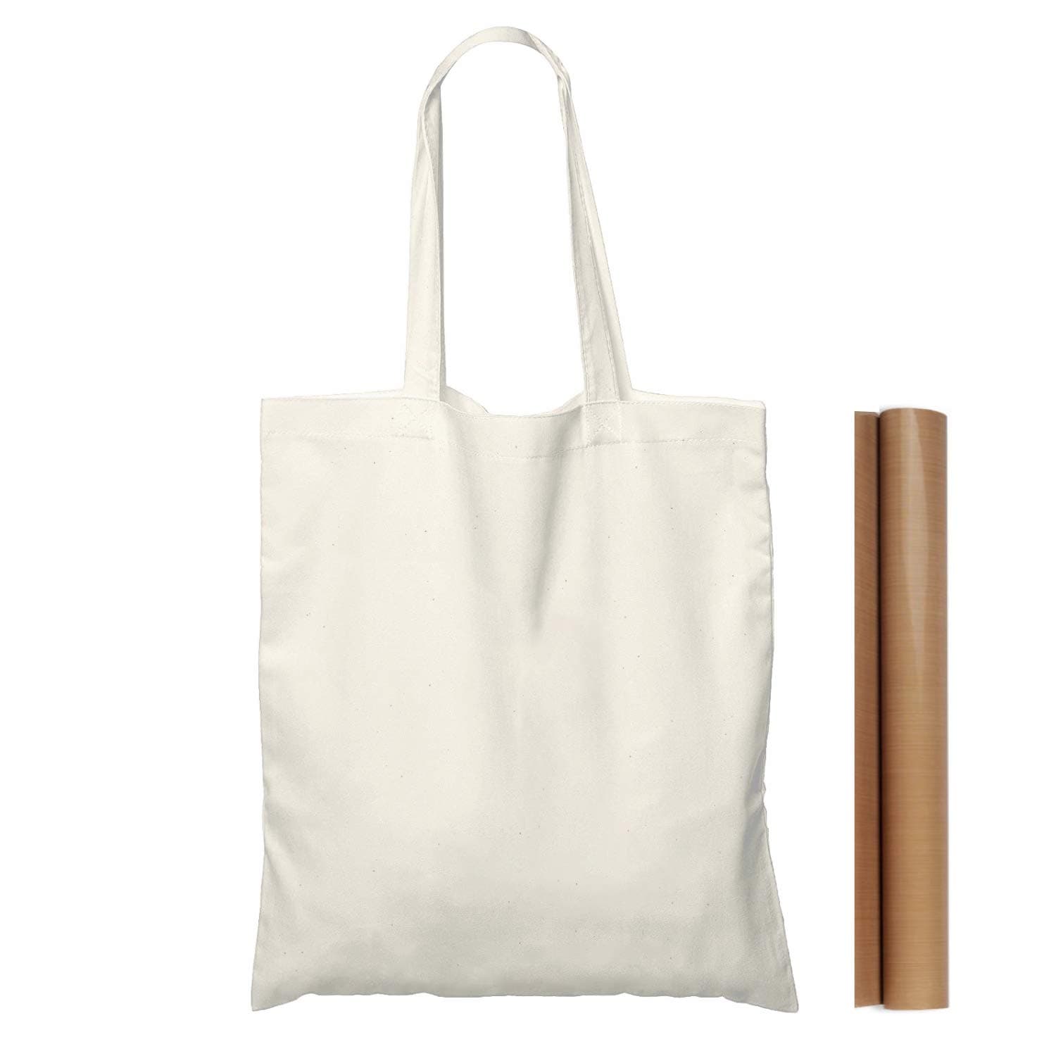 25 Pack 15'' X 16'' Natural Cotton Tote Bags, Lightweight Blank Bulk Cloth bags with 1pc of PTFE Teflon Sheet