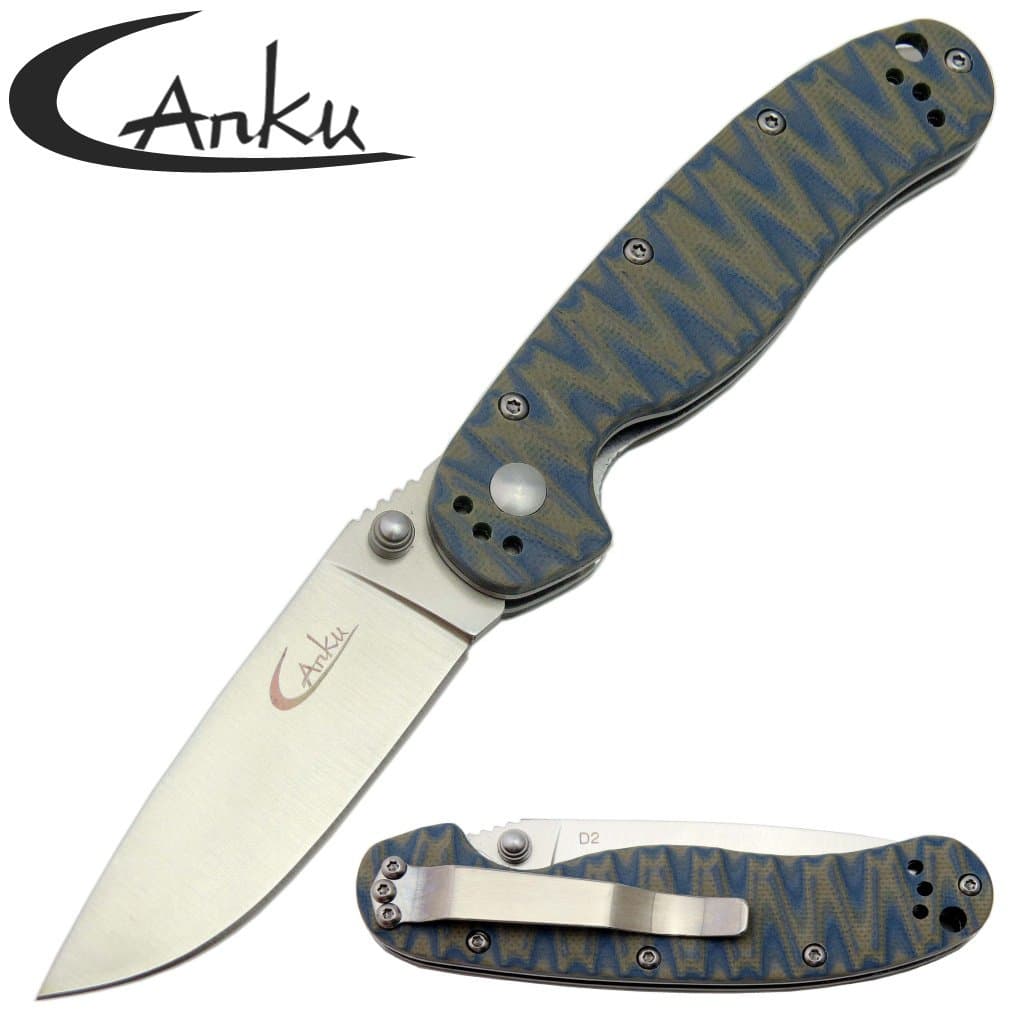 Canku C301 Folding Camping Knife D2 Steel Blade G10 Handle Knives Tool EDC Outdoor Tool Knife (Blue) …