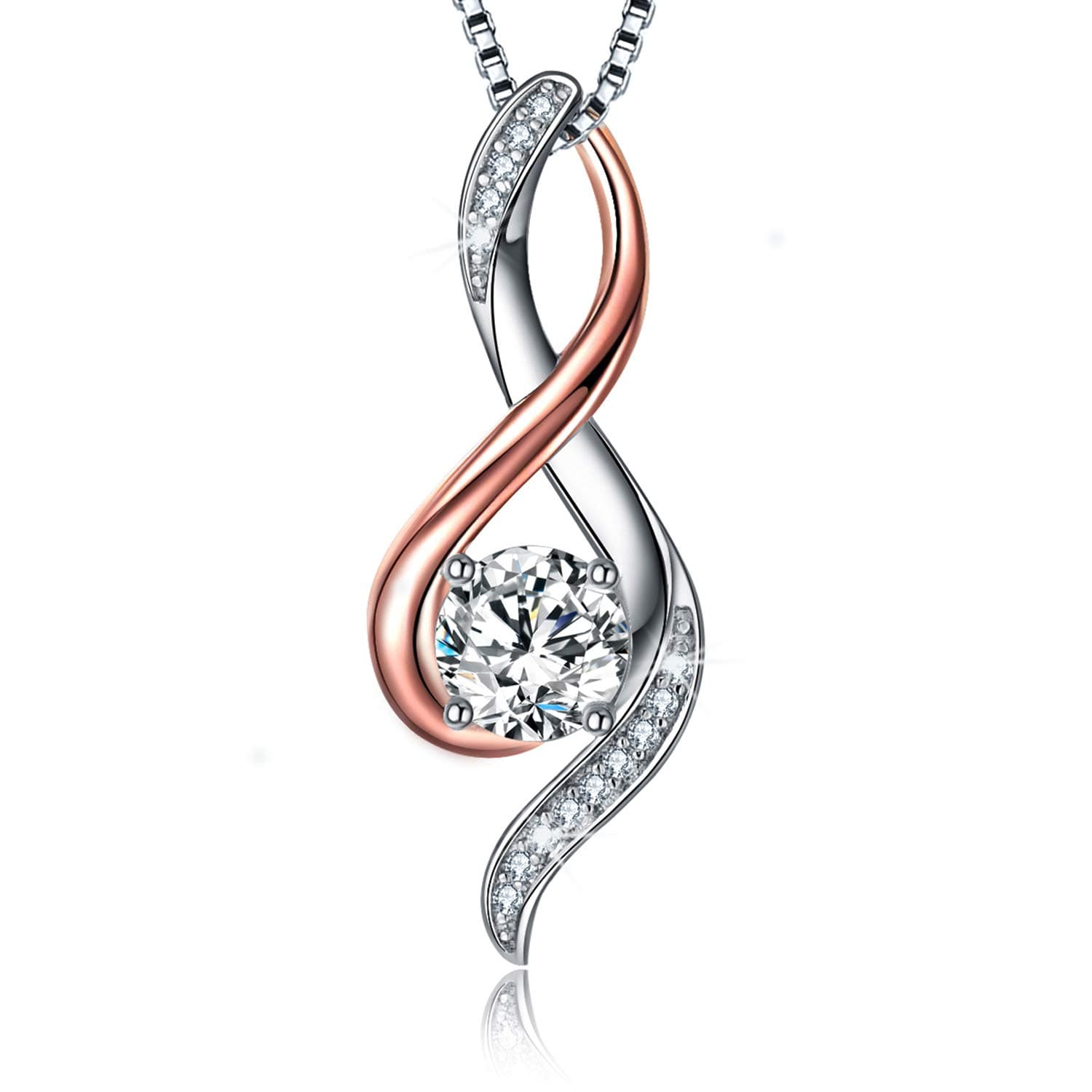 EURYNOME S925 Sterling Silver Engraved Mom Pendant Necklace Endless Love Jewelry Gifts for Mother