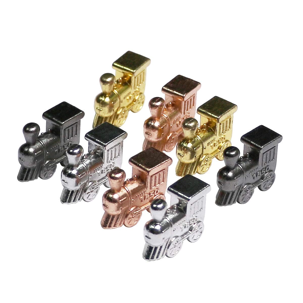 Exqline Mexican Train Dominoes Game Set of 8 - 4 Individual Colors Die-Cast Metal Train Markers for Kids & Adults