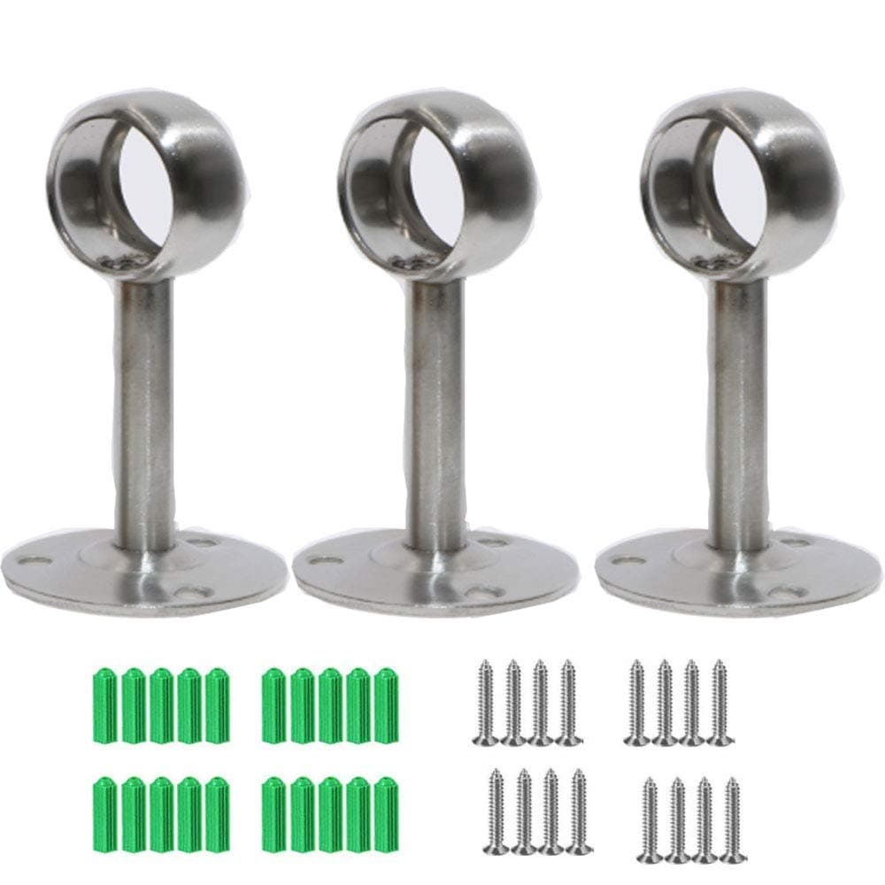 Omama Ceiling Mount/Curtain Rod Ceiling-Mount/Wall Mounted Support Ceiling-Mount Bracket Flange Socket,Wardrobe Pipe Closet Lever Support Shower Curtain Pipe Flange Support Holder 6pcs (25mm/1'')