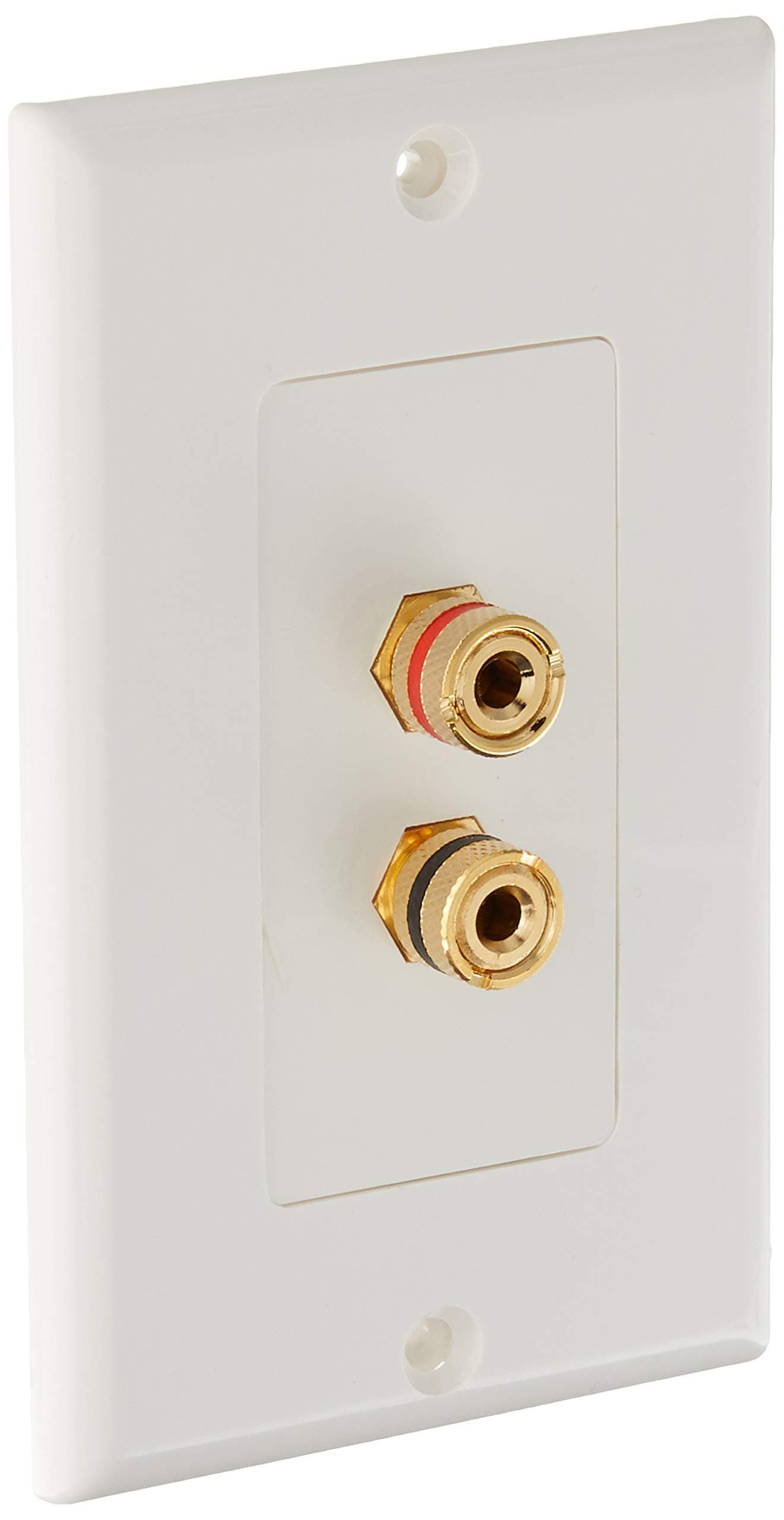 Banana Binding Post - Two-Piece inset Wall Plate for 1 Speaker, Coupler Type, Color Indicators, Gold
