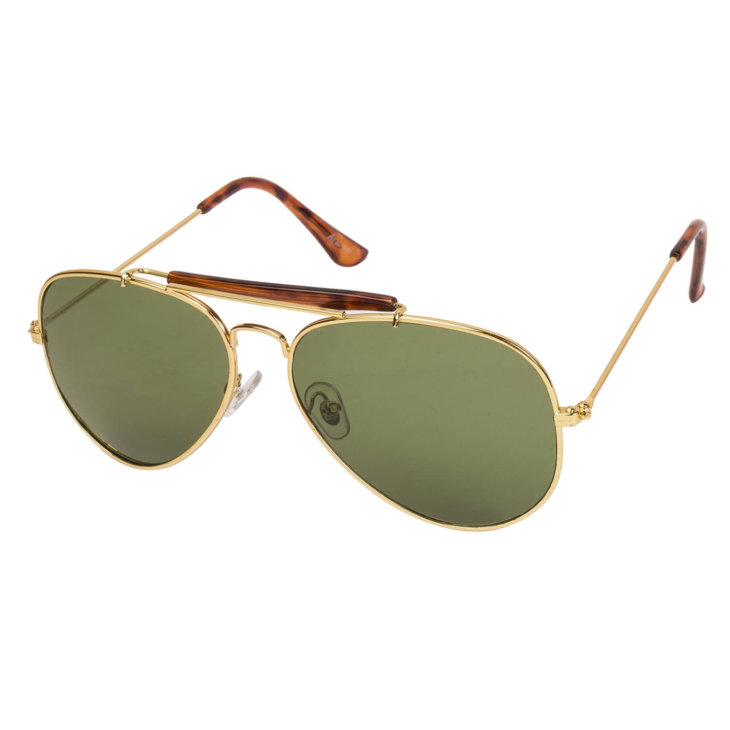 ARZONAIClassic Aviator Shape Golden-Green UV Protection Sunglasses For Men & Women [MA-015-S6 ]