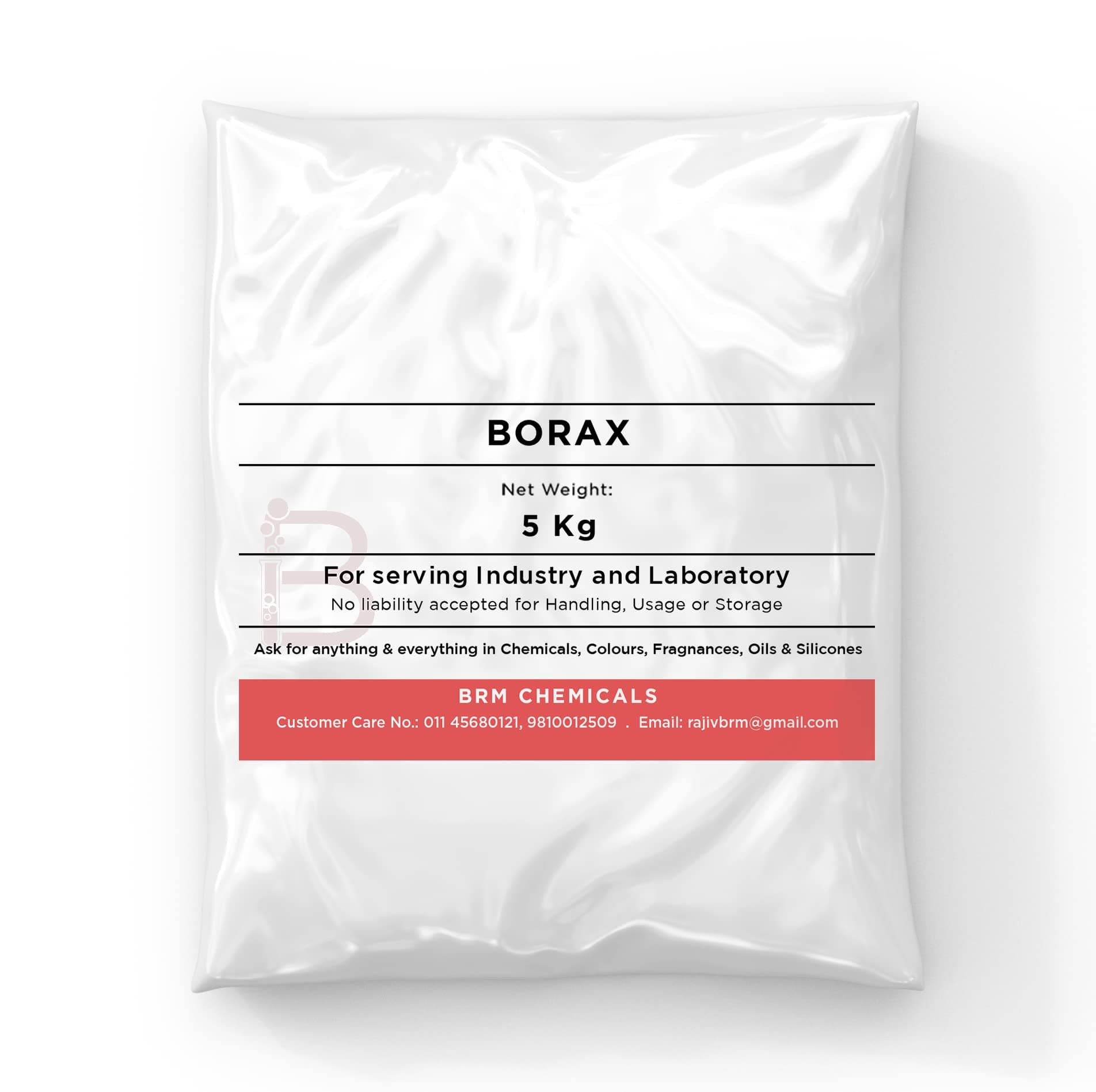 BRM Chemicals Borax - Sodium Tetraborate - 5 KG For Domestic Use, Cosmetic Making & DIY Personal Care For Face, Hair, Skin & Body