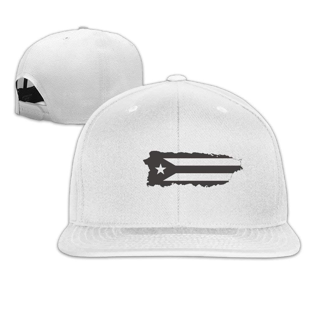 Classic Gruge Puerto Rico Flag Map Flat Bill Hats Men Adjustable Red
