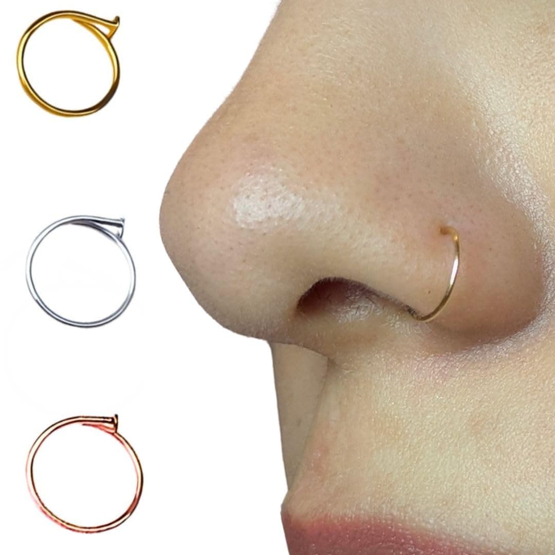 22g 6mm - 7mm 14k Gold Filled Adjustable Hoop Nose Ring - 22 Gauge 6-7MM (20g 7mm - 9mm, 14k Gold Filled)
