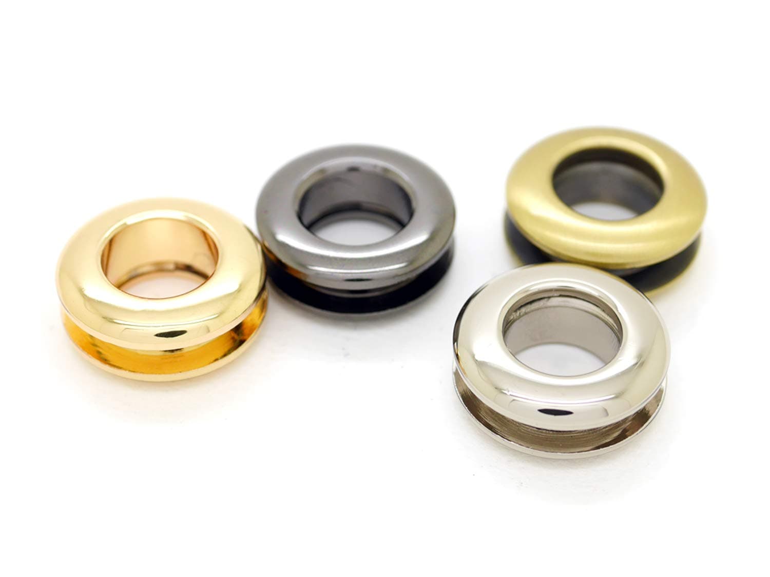 CRAFTMEMORE 5/16" (8mm) Hole Metal Screw Rings Eyelets Grommet Quality Round Polished Purse Replacements Easy Installation Pack of 4 SCET (Silver)