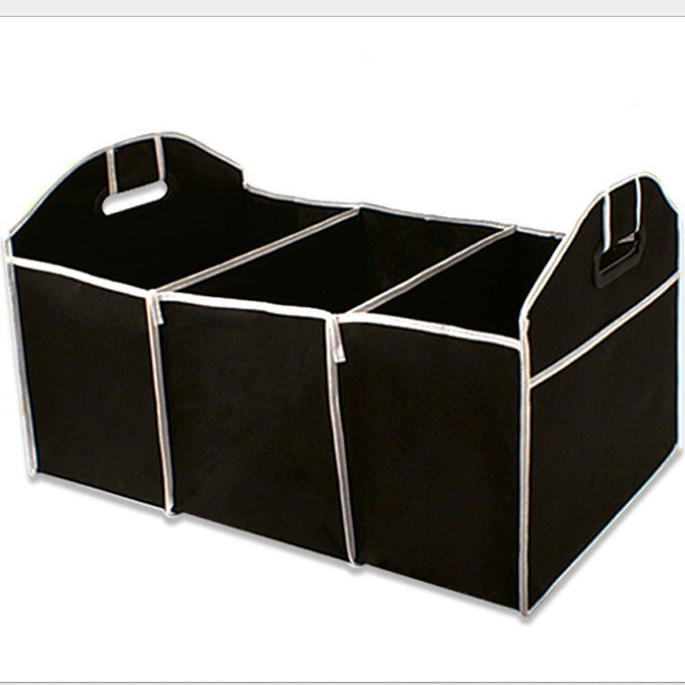 Folding Flat Trunk Organizer,car Trunk Organizer,Store Your Cleaning Supplies, Emergency Gear, Groceries, Tools for Car SUV Truck Black