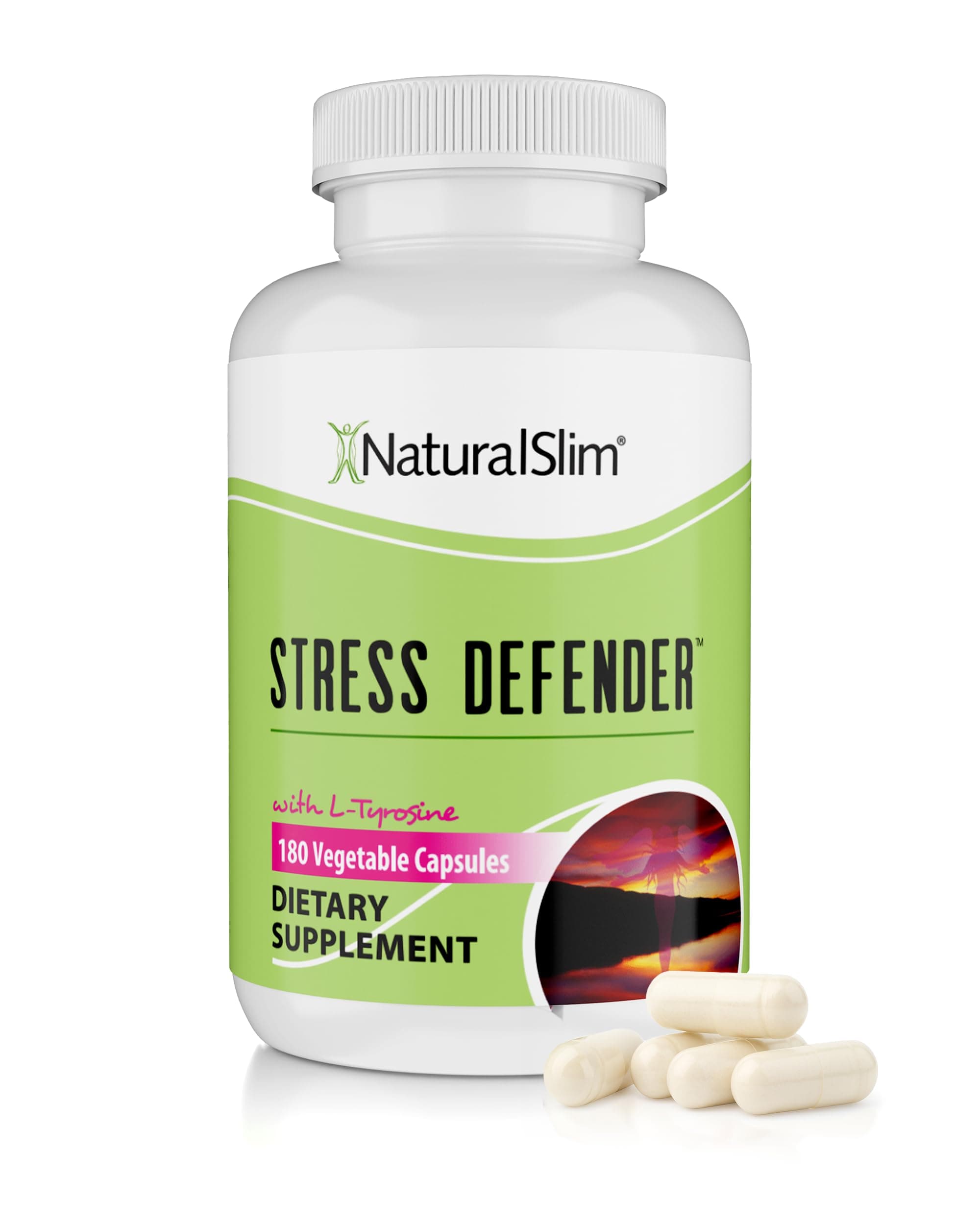 Stress Relief Supplement - Stress Defender, High Cortisol Reducer, Control Cravings, Sleep & Metabolism Support with Vitamin B5 Pantothenic Acid & L Tyrosine - 180 Vegetable Capsules