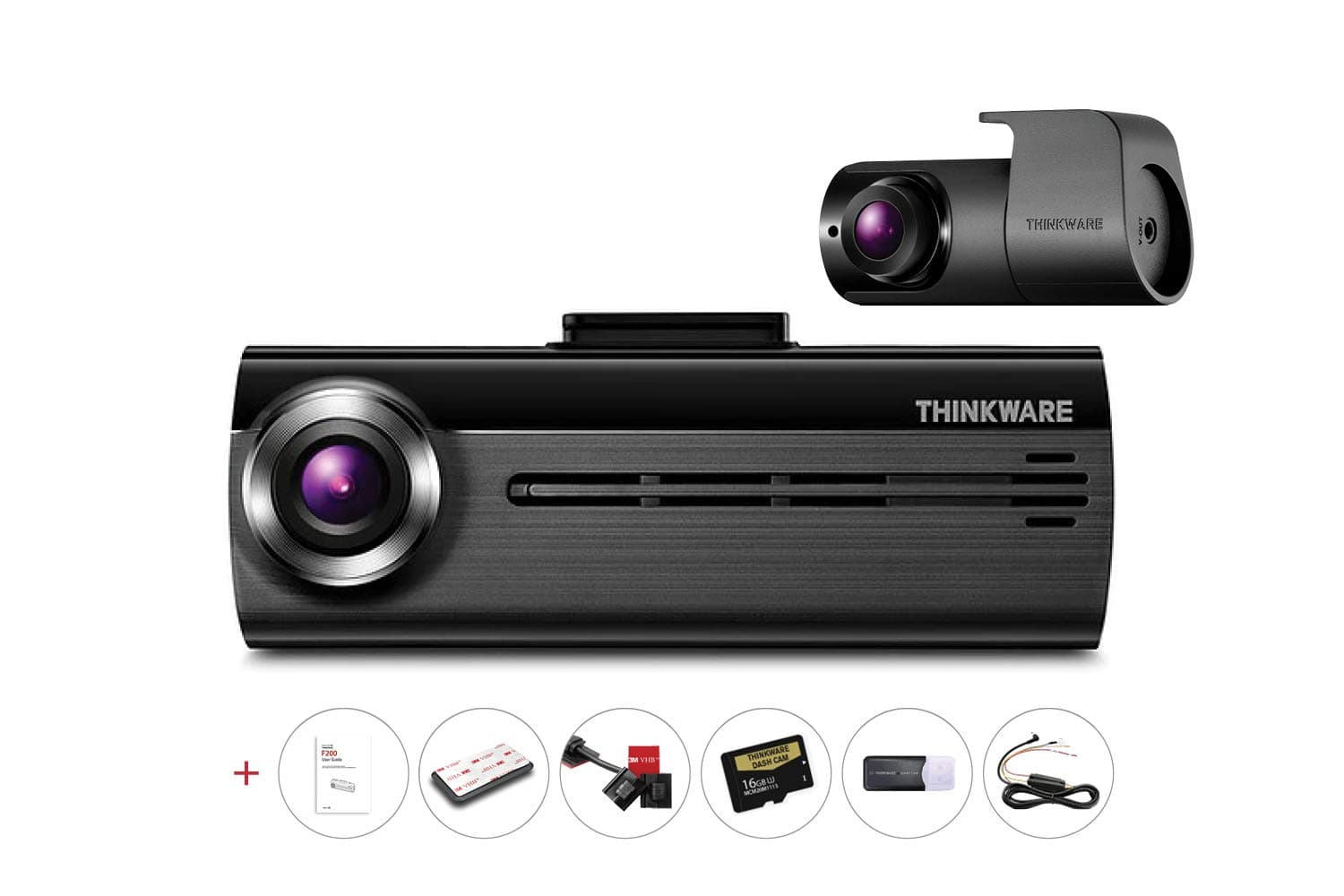 Thinkware FA200 2CH Dual Channel Dash Cam | Hard-Wiring Kit & 16GB Micro SD Card Included