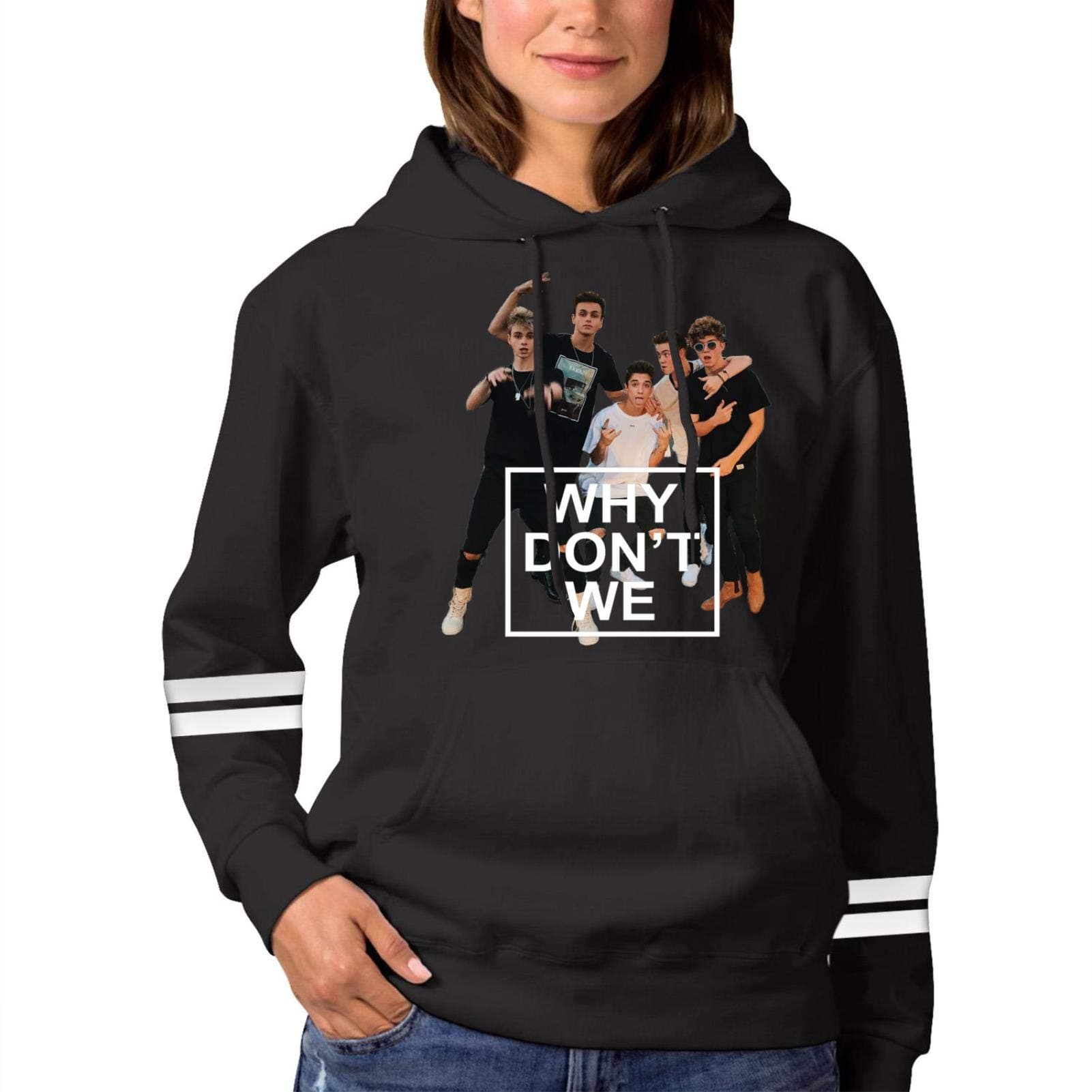 GHJOWpill W-why_Dont-We Women's Hoodie Pullover Sweater Sweatshirt Hat Pouch Cotton Pocket Jacket Black
