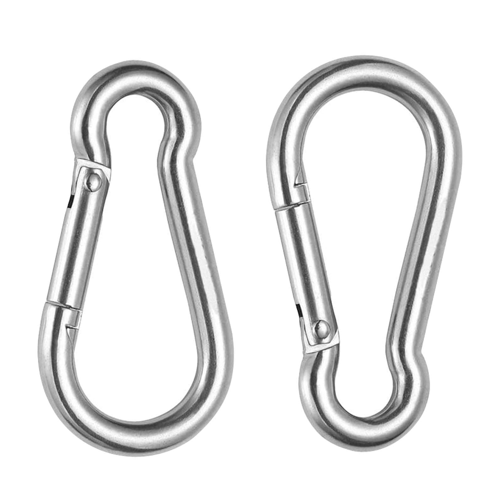 2Pcs M10 Carabiner Hook, Large Stainless Steel Carabiner Clip Heavy Duty Spring Snap Clip Keychain Locking Snap Hook for Outdoor,Camping, Hiking, Traveling, Fishing