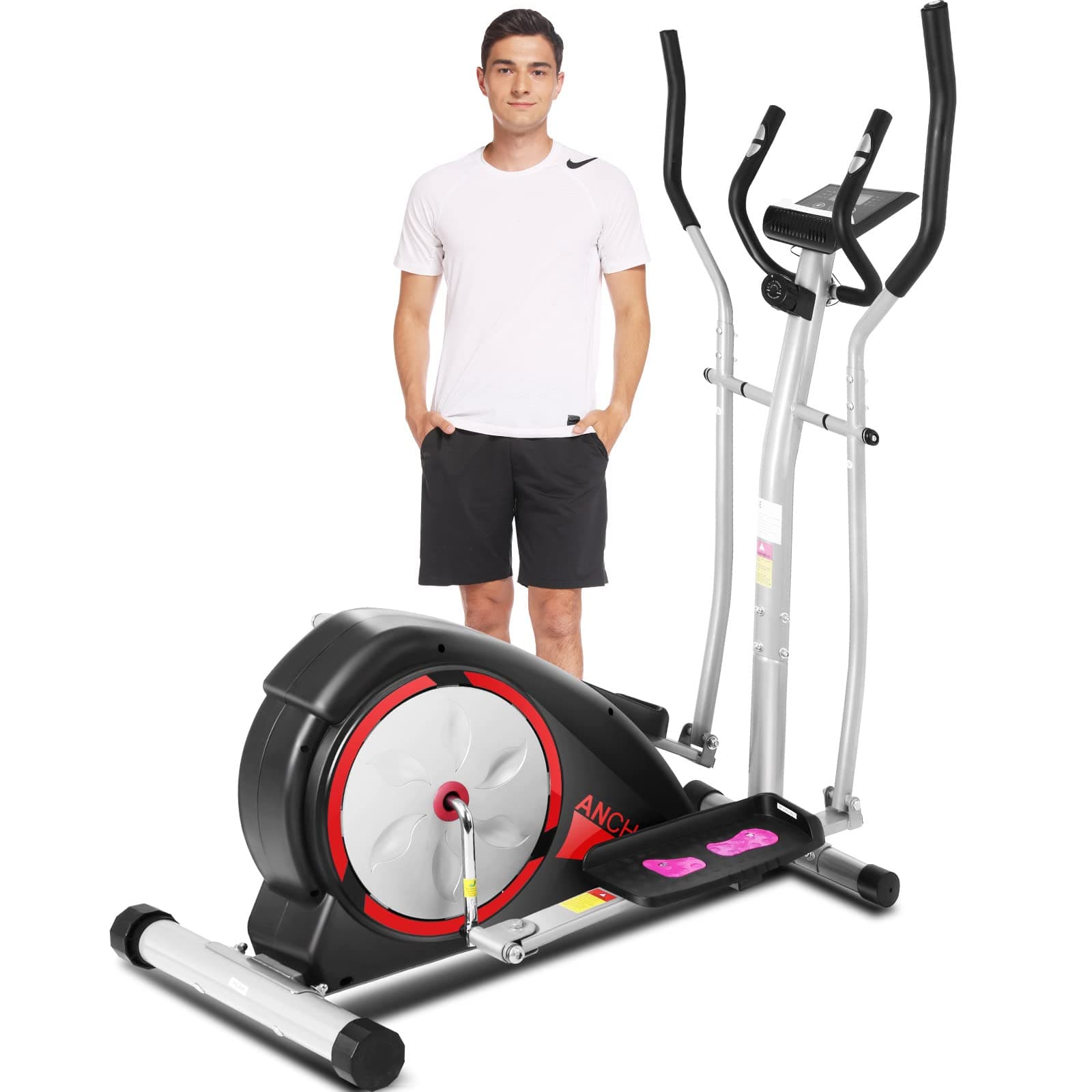 ANCHEER Elliptical Machine for Home Use, Cross Trainer with LCD Monitor & 8 Level Magnetic Resistance, Elliptical Training Machines, Heavy Duty Flywheel for Cardio Training Workout
