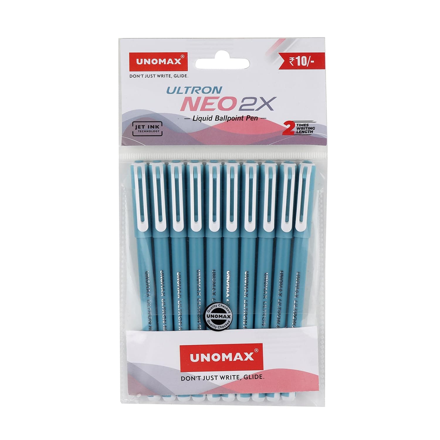 Ultron Neo 2x Ball Pen Pack of 10 (Blue) | Elevate Your Writing Experience with Jet-Like Smoothness | 0.7mm Tip Size for Superior Precision | Matt Finish Body for a Touch of Elegance